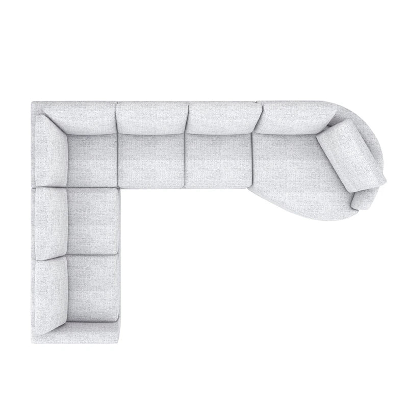 Divano componibile a L con chaise longue in tessuto tweed di poliestere beige/grigio, 4 posti