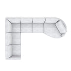 Divano componibile a L con chaise longue in tessuto tweed di poliestere beige/grigio, 4 posti