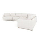 Divano componibile a L con chaise longue in tessuto tweed di poliestere beige/grigio, 4 posti