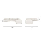 Divano componibile a L con chaise longue in tessuto tweed di poliestere beige/grigio, 4 posti