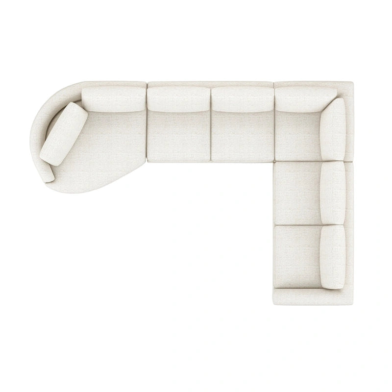 Divano componibile a L con chaise longue in tessuto tweed di poliestere beige/grigio, 4 posti