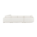 Divano componibile a L con chaise longue in tessuto tweed di poliestere beige/grigio, 4 posti