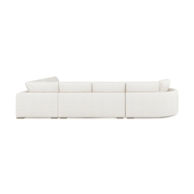 Divano componibile a L con chaise longue in tessuto tweed di poliestere beige/grigio, 4 posti