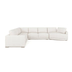 Divano componibile a L con chaise longue in tessuto tweed di poliestere beige/grigio, 4 posti