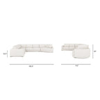 Divano componibile a L con chaise longue in tessuto tweed di poliestere beige/grigio, 4 posti