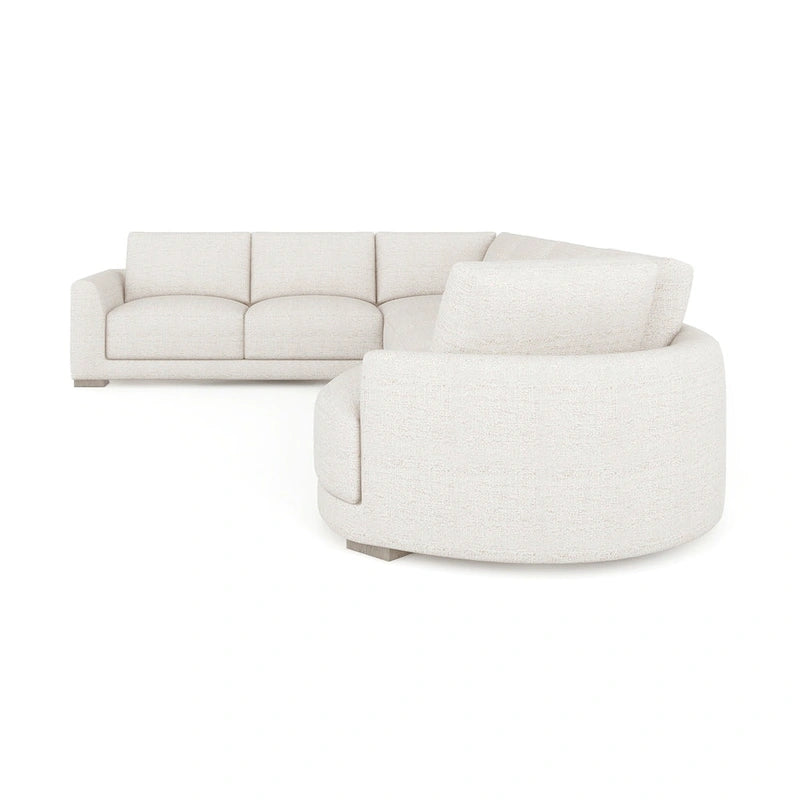 Divano componibile a L con chaise longue in tessuto tweed di poliestere beige/grigio, 4 posti