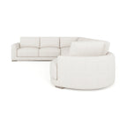 Divano componibile a L con chaise longue in tessuto tweed di poliestere beige/grigio, 4 posti
