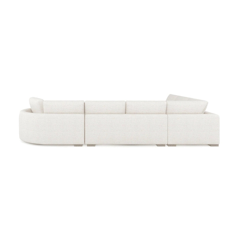 Divano componibile a L con chaise longue in tessuto tweed di poliestere beige/grigio, 4 posti