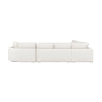 Divano componibile a L con chaise longue in tessuto tweed di poliestere beige/grigio, 4 posti