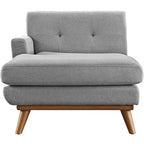 Chaise longue grigia con bracciolo sinistro in stile metà secolo, 1 posto
