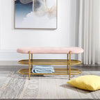 Panca imbottita in velluto da 40" con doppia scarpiera, Rosa / Arancione / Nero / Grigio / Beige / Blu navy / Rosso / Oliva, 1 posto a sedere