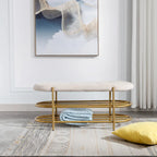 SEYNAR 40  Velvet Upholstered Living Room Bench with Double shoe rack