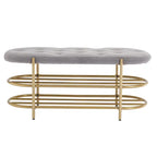 Panca imbottita in velluto da 40" con doppia scarpiera, Rosa / Arancione / Nero / Grigio / Beige / Blu navy / Rosso / Oliva, 1 posto a sedere