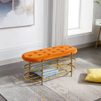Panca imbottita in velluto da 40" con doppia scarpiera, Rosa / Arancione / Nero / Grigio / Beige / Blu navy / Rosso / Oliva, 1 posto a sedere