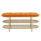 Panca imbottita in velluto da 40" con doppia scarpiera, Rosa / Arancione / Nero / Grigio / Beige / Blu navy / Rosso / Oliva, 1 posto a sedere