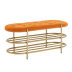 Panca imbottita in velluto da 40" con doppia scarpiera, Rosa / Arancione / Nero / Grigio / Beige / Blu navy / Rosso / Oliva, 1 posto a sedere
