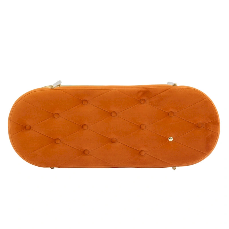 Panca imbottita in velluto da 40" con doppia scarpiera, Rosa / Arancione / Nero / Grigio / Beige / Blu navy / Rosso / Oliva, 1 posto a sedere