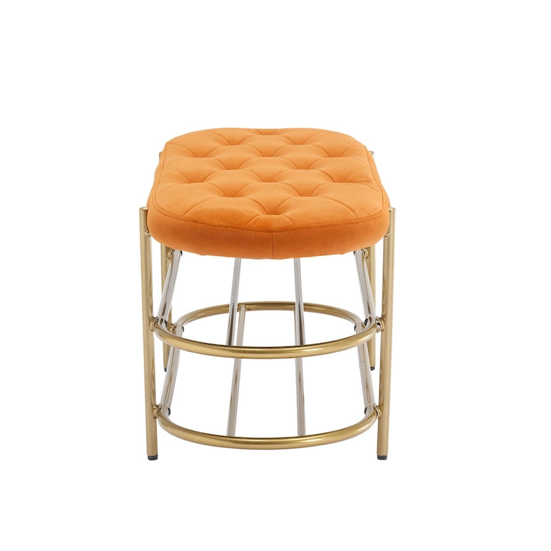 Panca imbottita in velluto da 40" con doppia scarpiera, Rosa / Arancione / Nero / Grigio / Beige / Blu navy / Rosso / Oliva, 1 posto a sedere