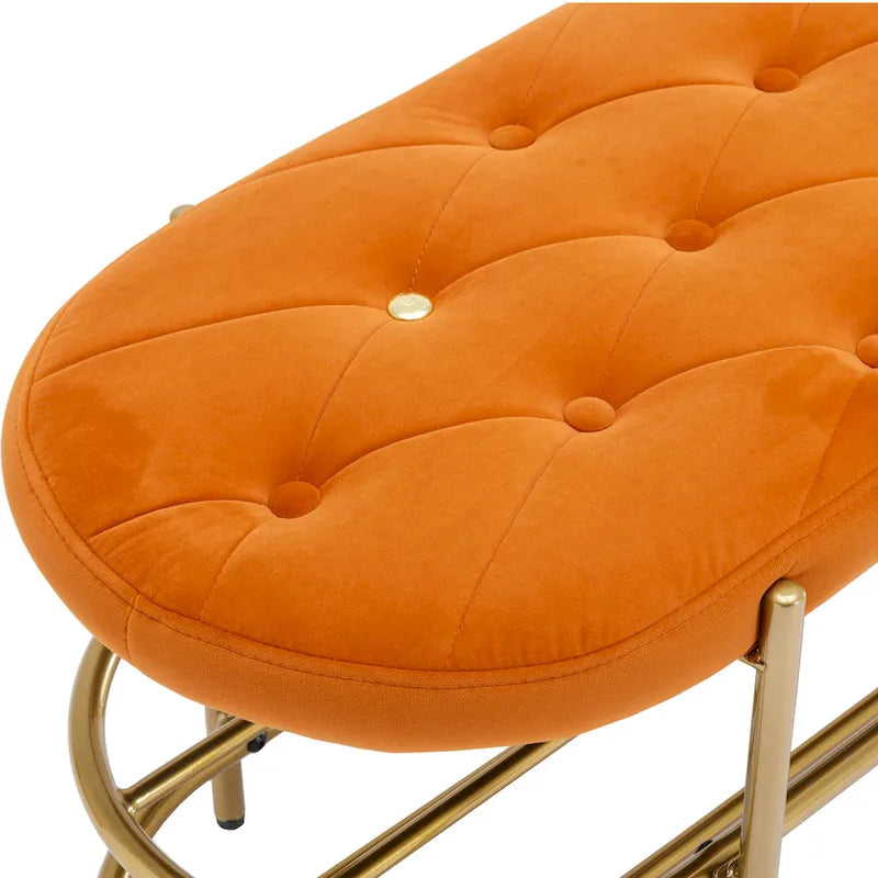 Panca imbottita in velluto da 40" con doppia scarpiera, Rosa / Arancione / Nero / Grigio / Beige / Blu navy / Rosso / Oliva, 1 posto a sedere