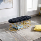 Panca imbottita in velluto da 40" con doppia scarpiera, Rosa / Arancione / Nero / Grigio / Beige / Blu navy / Rosso / Oliva, 1 posto a sedere