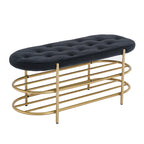 Panca imbottita in velluto da 40" con doppia scarpiera, Rosa / Arancione / Nero / Grigio / Beige / Blu navy / Rosso / Oliva, 1 posto a sedere