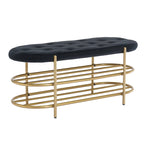 Panca imbottita in velluto da 40" con doppia scarpiera, Rosa / Arancione / Nero / Grigio / Beige / Blu navy / Rosso / Oliva, 1 posto a sedere