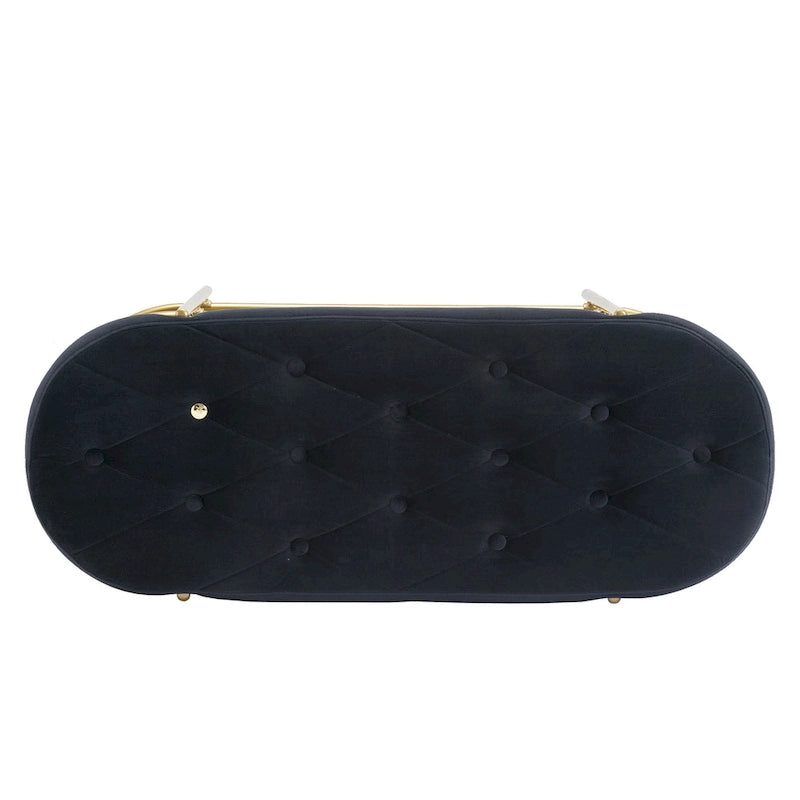 Panca imbottita in velluto da 40" con doppia scarpiera, Rosa / Arancione / Nero / Grigio / Beige / Blu navy / Rosso / Oliva, 1 posto a sedere