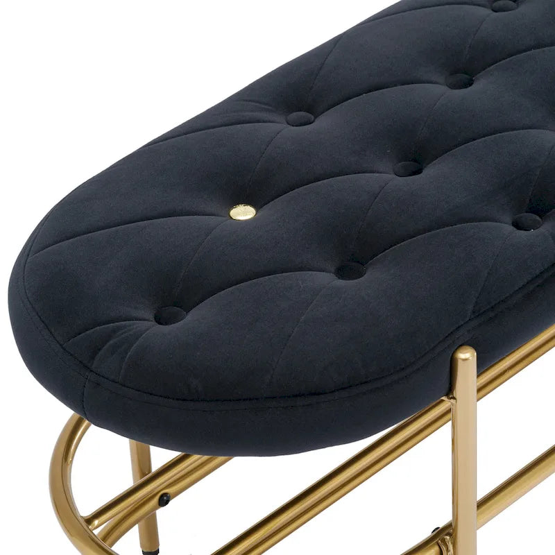 Panca imbottita in velluto da 40" con doppia scarpiera, Rosa / Arancione / Nero / Grigio / Beige / Blu navy / Rosso / Oliva, 1 posto a sedere