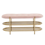 Panca imbottita in velluto da 40" con doppia scarpiera, Rosa / Arancione / Nero / Grigio / Beige / Blu navy / Rosso / Oliva, 1 posto a sedere