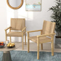 2/4PCS 18  Dining Stool Backless with Wood Frame Woven Paper Seat