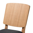 Set di 2 sedie da pranzo Denmark Mid-Century Modern in tessuto nero e legno di quercia francese rifinito in gomma marrone
