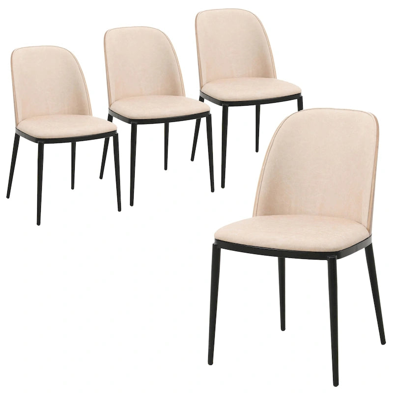 Sedia da pranzo imbottita in noce/nero/legno naturale, sedile in velluto, struttura in acciaio, set da 4
