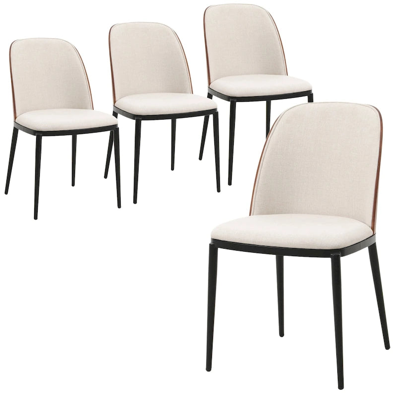 Sedia da pranzo imbottita in noce/nero/legno naturale, sedile in velluto, struttura in acciaio, set da 4