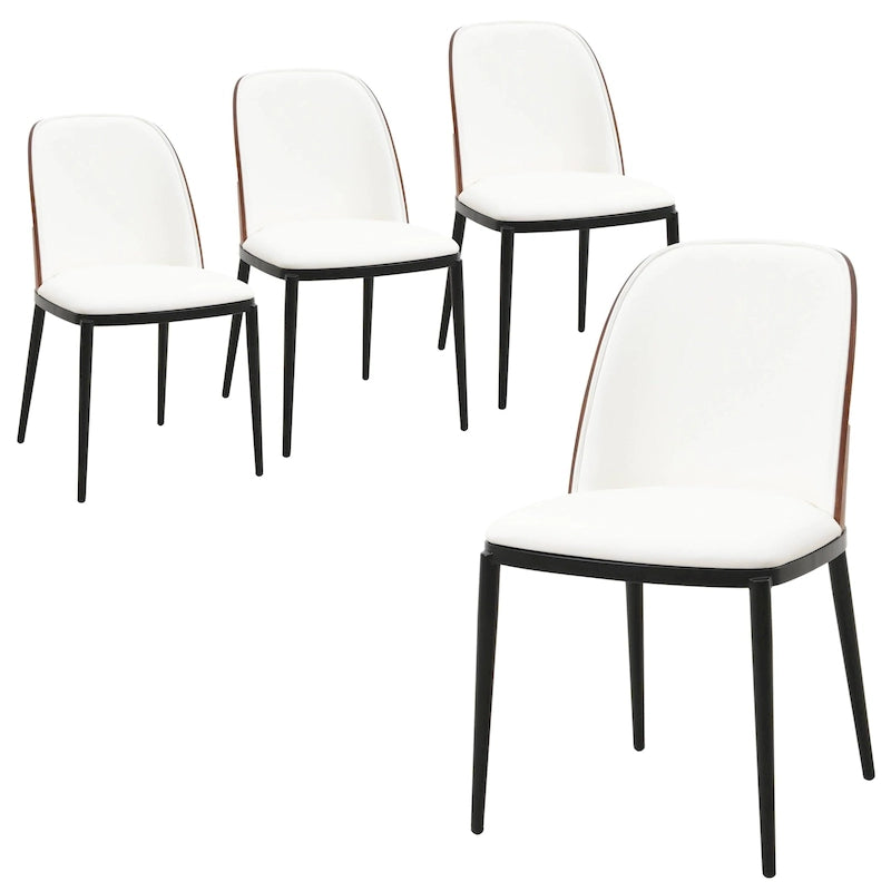 Sedia da pranzo imbottita in noce/nero/legno naturale, sedile in velluto, struttura in acciaio, set da 4