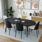 Sedia da pranzo imbottita in noce/nero/legno naturale, sedile in velluto, struttura in acciaio, set da 4