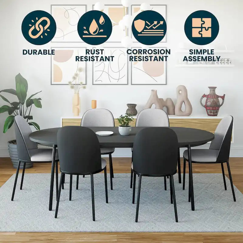 Sedia da pranzo imbottita in noce/nero/legno naturale, sedile in velluto, struttura in acciaio, set da 4