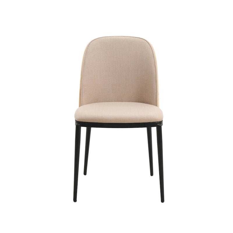Sedia da pranzo imbottita in noce/nero/legno naturale, sedile in velluto, struttura in acciaio, set da 4