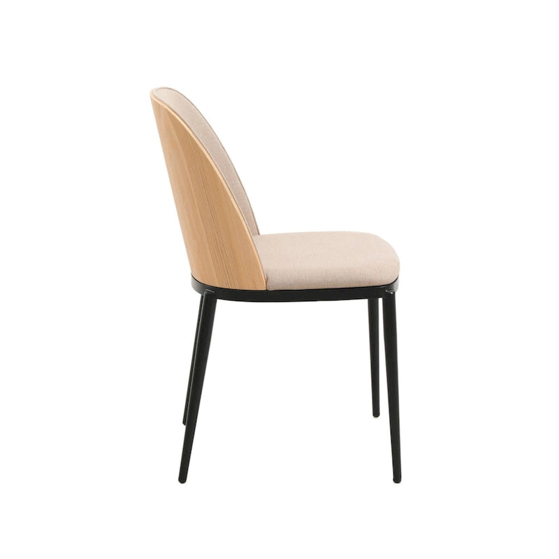 Sedia da pranzo imbottita in noce/nero/legno naturale, sedile in velluto, struttura in acciaio, set da 4