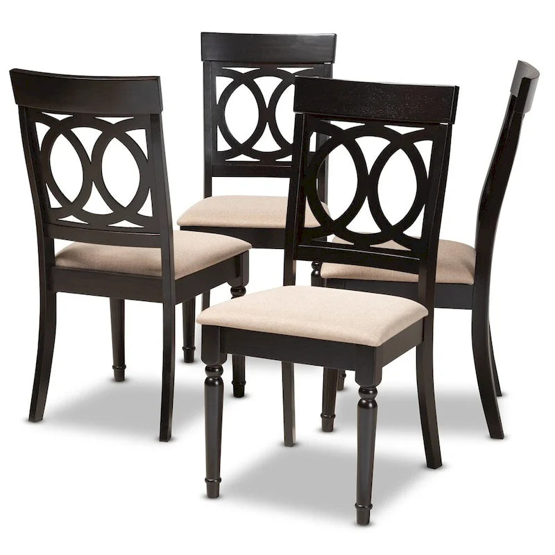 Sedia da pranzo sabbia/grigio, stile contemporaneo, set da 4 pezzi