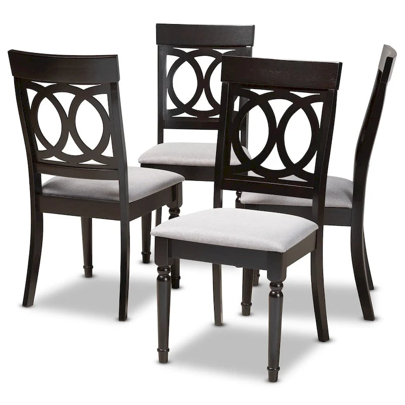 Sedia da pranzo sabbia/grigio, stile contemporaneo, set da 4 pezzi