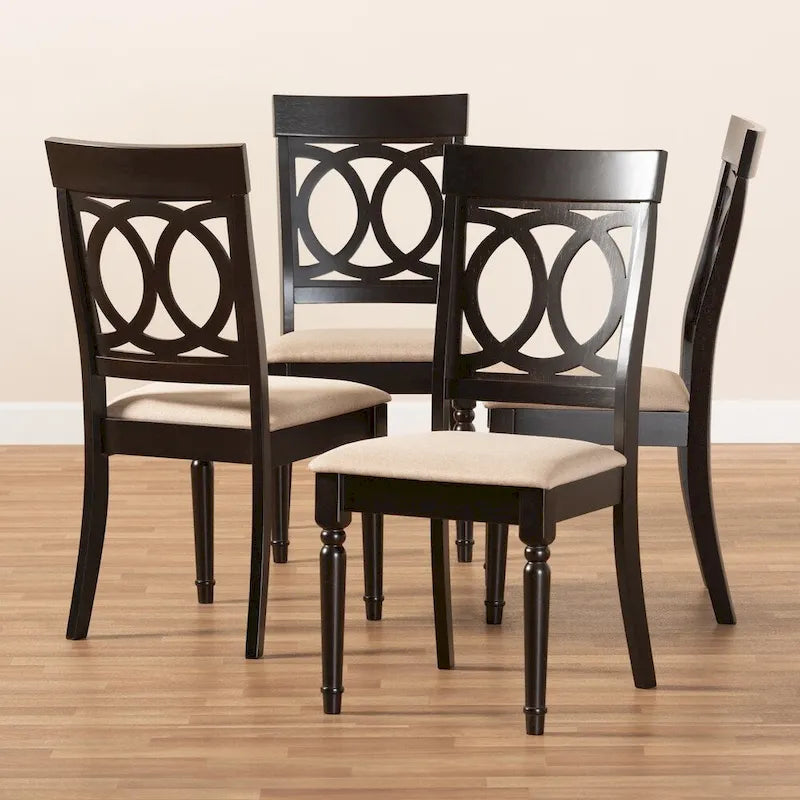 Sedia da pranzo sabbia/grigio, stile contemporaneo, set da 4 pezzi