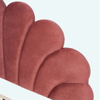 Letto matrimoniale imbottito con piattaforma, testiera in velluto floreale, beige/rosso pasta di fagioli, 2 posti letto