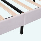 Letto matrimoniale imbottito con piattaforma, testiera in velluto floreale, beige/rosso pasta di fagioli, 2 posti letto