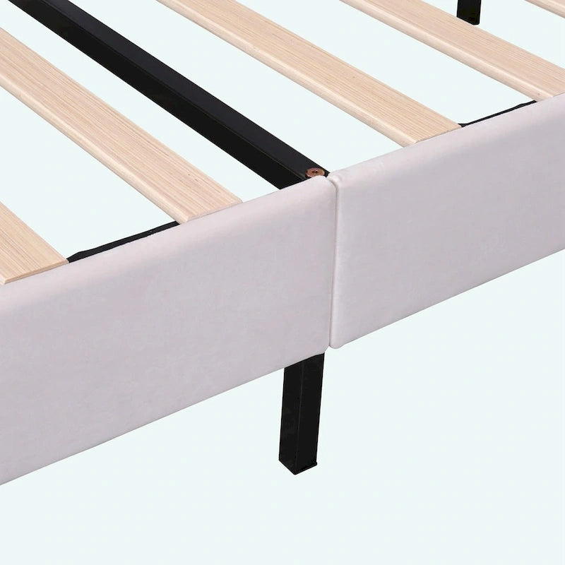 Letto matrimoniale imbottito con piattaforma, testiera in velluto floreale, beige/rosso pasta di fagioli, 2 posti letto