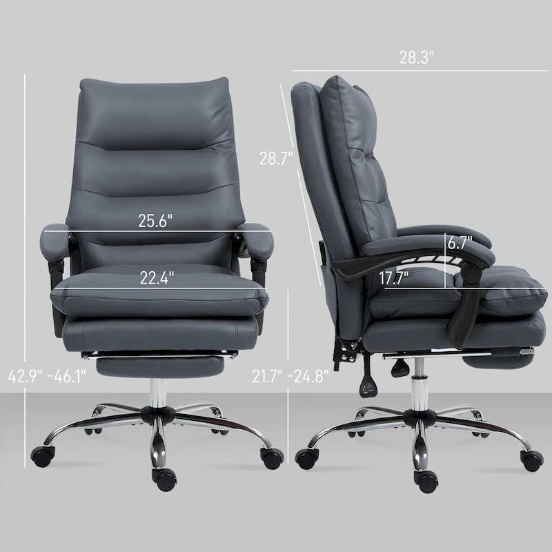 Sedia da ufficio massaggiante reclinabile color bianco crema con poggiapiedi, 1 posto
