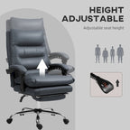 Sedia da ufficio massaggiante reclinabile color bianco crema con poggiapiedi, 1 posto