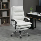 Sedia da ufficio massaggiante reclinabile color bianco crema con poggiapiedi, 1 posto
