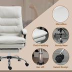 Sedia da ufficio massaggiante reclinabile color bianco crema con poggiapiedi, 1 posto