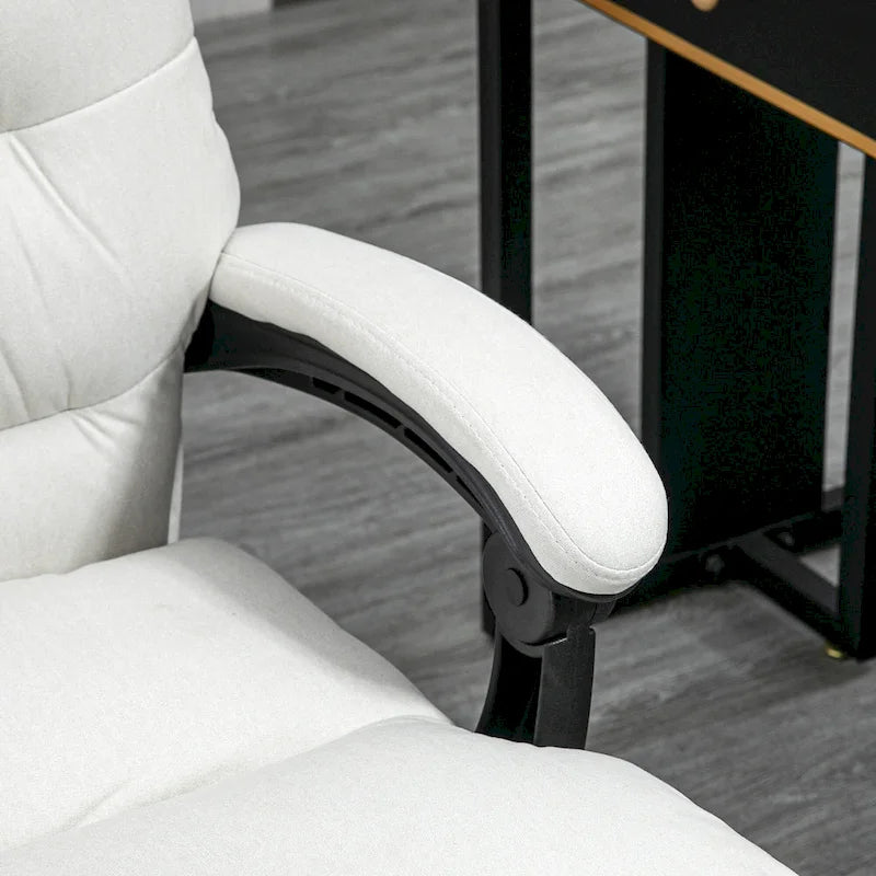 Sedia da ufficio massaggiante reclinabile color bianco crema con poggiapiedi, 1 posto