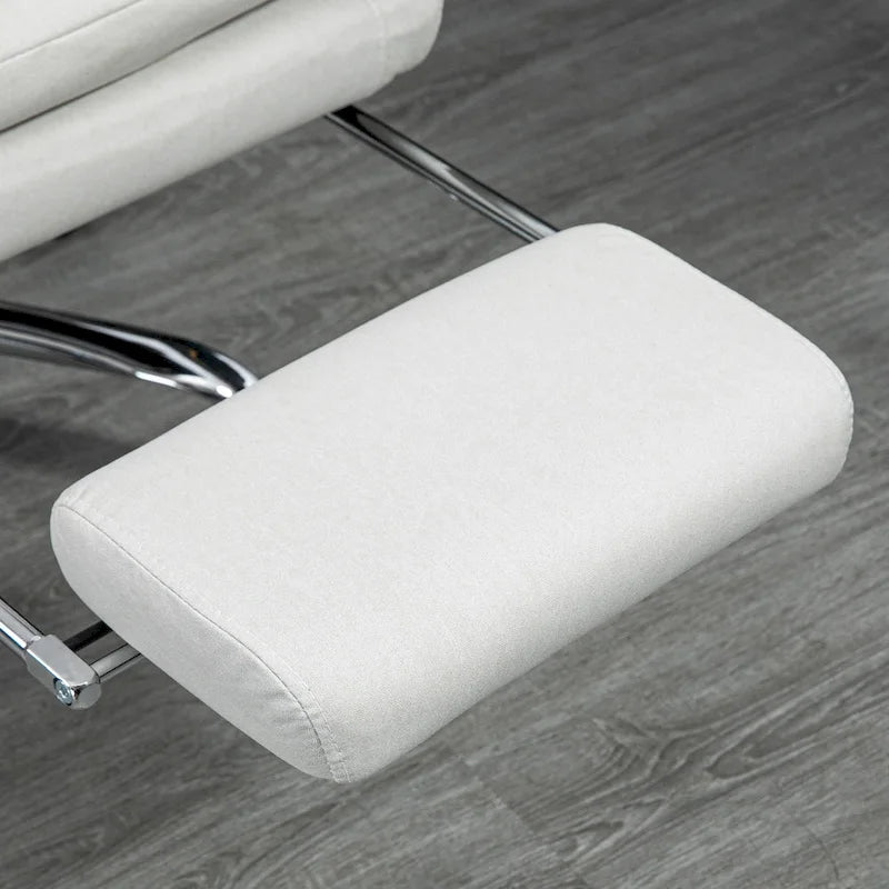 Sedia da ufficio massaggiante reclinabile color bianco crema con poggiapiedi, 1 posto